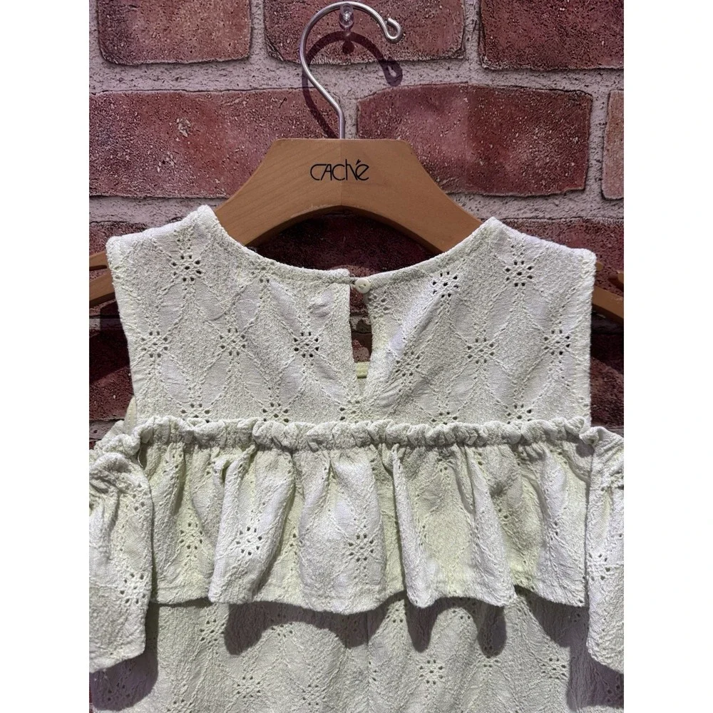 No Comment Top Girls Toddler M 10-12 Sleeveless Pastel Green Embroidery Ruffle‎